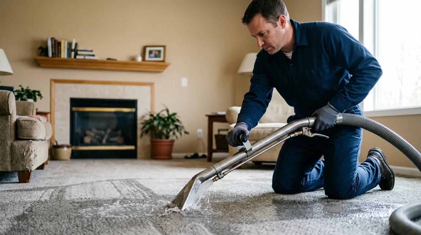 Water damage restoration technician working near Alexandria, MN
